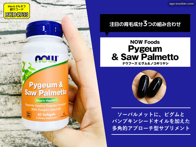 【AGA治療】プロペシアの代替品になるか？「NOW Foods ノコギリヤシ＆ピグム」サプリ体験レビュー-00