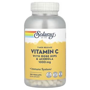 Solaray, 持続放出ビタミンC、ローズヒップ＆アセロラ配合、1,000mg、ベジカプセル250粒