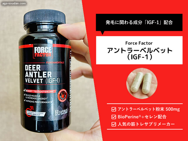 【AGA治療】発毛メカニズムに作用する「IGF-1」が摂れる「鹿の角」サプリメント効果を検証-00