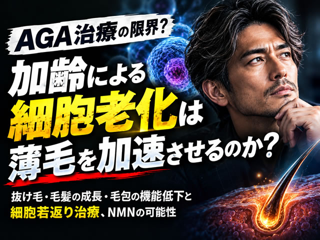 【AGA治療の限界?】加齢による細胞老化は薄毛を加速させるのか?抜け毛・毛髪の成長・毛包の機能低下と細胞若返り治療、NMNの可能性-00